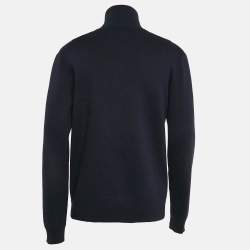 Gucci Navy Blue Patterned Cotton Knit Zip Front Jacket XL