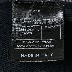 Gucci Navy Blue Patterned Cotton Knit Zip Front Jacket XL