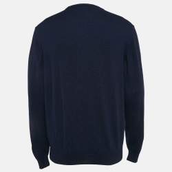 Gucci Navy Blue Rib Knit Buttoned Cardigan XXL