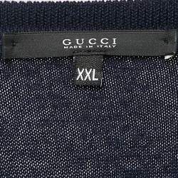 Gucci Navy Blue Rib Knit Buttoned Cardigan XXL