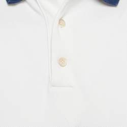 Gucci White GG Embroidered Cotton Pique Polo T-Shirt M