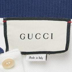 Gucci White GG Embroidered Cotton Pique Polo T-Shirt M