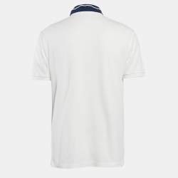 Gucci White GG Embroidered Cotton Pique Polo T-Shirt M