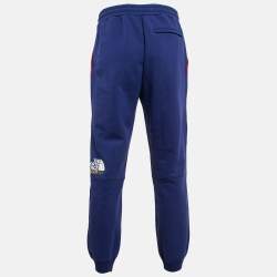 Pre Owned Gucci X The North Face Blue Colorblock Cotton Knit and Nylon Sweatpants M