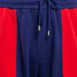 Pre Owned Gucci X The North Face Blue Colorblock Cotton Knit and Nylon Sweatpants M