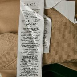 Gucci Beige Web Collar Cotton Piquet Polo T-Shirt L