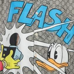 Pre Owned Gucci X Disney Brown GG Donald Duck 'Flash' Print  Silk Shirt M