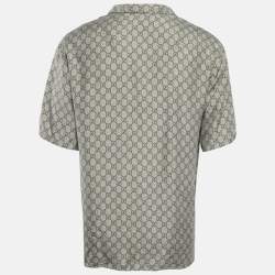 Pre Owned Gucci X Disney Brown GG Donald Duck 'Flash' Print  Silk Shirt M