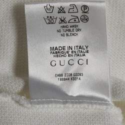 Pre Owned Gucci White Cotton Pique Long Sleeve Polo T-Shirt S