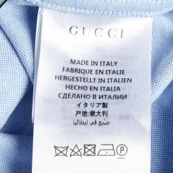 Gucci Blue Cotton Logo Embroidered Long Sleeve Shirt S