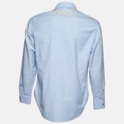 Gucci Blue Cotton Logo Embroidered Long Sleeve Shirt S