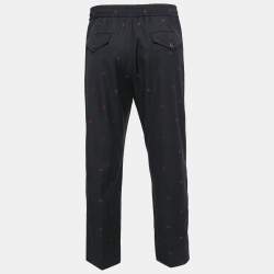 Pre Owned Gucci Navy Blue Bee All Over Wool Trousers M