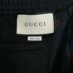 Pre Owned Gucci Navy Blue Bee All Over Wool Trousers M