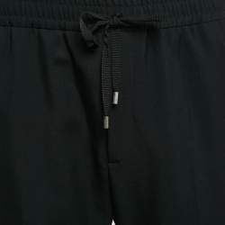 Pre Owned Gucci Black Side Stripe Wool Straight Leg Trousers XL