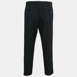 Pre Owned Gucci Black Side Stripe Wool Straight Leg Trousers XL