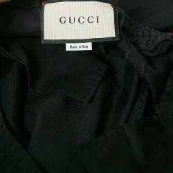 Pre Owned Gucci Black Side Stripe Wool Straight Leg Trousers XL