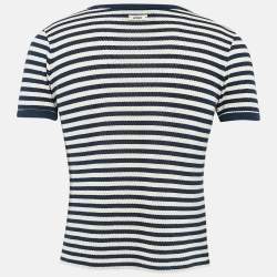 Pre Owned Gucci X Disney Blue/White Donald Duck Applique Striped Jersey T-Shirt M