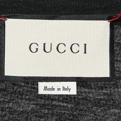 Pre Owned Gucci Black Tiger Patch Cotton Round Neck T-Shirt L