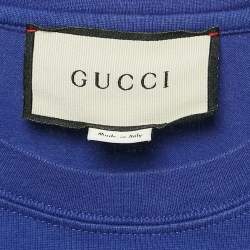 Gucci Blue Logo Print Cotton Oversize T-Shirt L