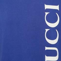 Gucci Blue Logo Print Cotton Oversize T-Shirt L