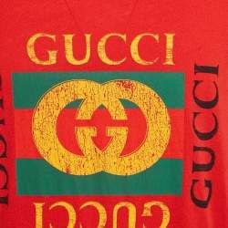 Gucci Red Printed Jersey Crew Neck T-Shirt S