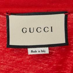 Gucci Red Printed Jersey Crew Neck T-Shirt S
