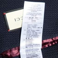 Gucci Navy Blue Textured Wool Knit Cambridge Jacket XL