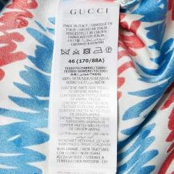 Gucci Red/Blue I Love You Print Silk Short Sleeve Shirt S