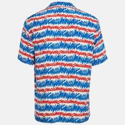 Gucci Red/Blue I Love You Print Silk Short Sleeve Shirt S