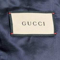 Gucci Navy Blue GG Supreme Jacquard Cotton Blend Blazer XXL
