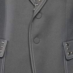 Gucci Grey Gabardine Studded Single Breasted Blazer XL