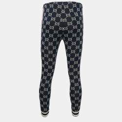 Gucci Navy Blue GG Supreme Jacquard Knit Sweatpants XXS