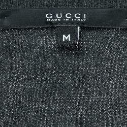 Gucci Charcoal Black Printed Wool Button Front Cardigan M