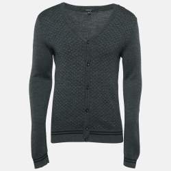 Gucci Charcoal Black Printed Wool Button Front Cardigan M