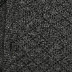 Gucci Charcoal Black Printed Wool Button Front Cardigan M