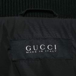 Pre Owned Gucci Black Synthetic Padded Bomber Jacket M