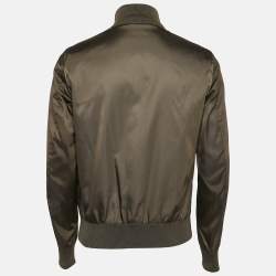 Gucci Olive Green Synthetic Zip-Up Bomber Jacket S