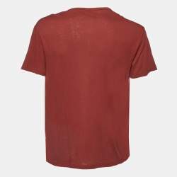 Pre Owned Gucci Dark Red GG Kefia Print Cotton Round Neck T-Shirt M