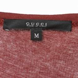 Pre Owned Gucci Dark Red GG Kefia Print Cotton Round Neck T-Shirt M