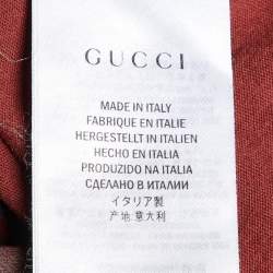 Pre Owned Gucci Dark Red GG Kefia Print Cotton Round Neck T-Shirt M