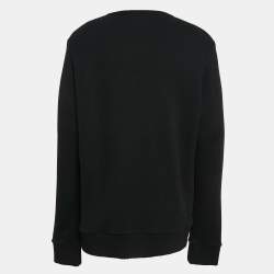 Gucci Black Logo Print Cotton Distressed Sweatshirt L