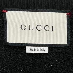 Gucci Black Logo Print Cotton Distressed Sweatshirt L