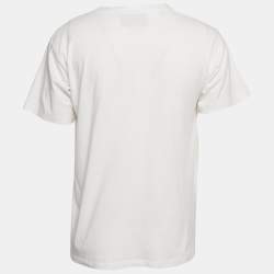 Pre Owned Gucci Off-White Logo Mirror Print Jersey Crew Neck T-Shirt XS