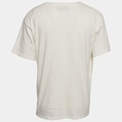 Pre Owned Gucci White Logo Print Jersey Crew Neck T-Shirt XS