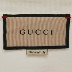 Pre Owned Gucci White Logo Print Jersey Crew Neck T-Shirt XS