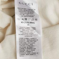 Pre Owned Gucci White Logo Print Jersey Crew Neck T-Shirt XS