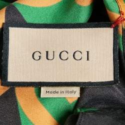 Gucci Black Geometric Logo Print Silk Short Sleeve Shirt XS