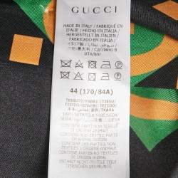 Gucci Black Geometric Logo Print Silk Short Sleeve Shirt XS