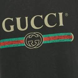 Gucci Black Cotton Vintage Logo Print Jersey Crew Neck T-Shirt M