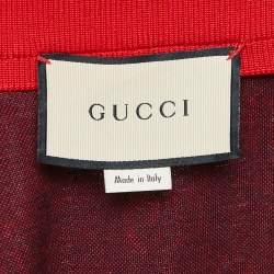 Pre Owned Gucci Navy Blue GG Jacquard Cotton Knit Zip-Up Jacket S